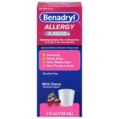 Benadryl 12.5mg Allergy Liquid Wild Cherry 4fz - 4 FZ