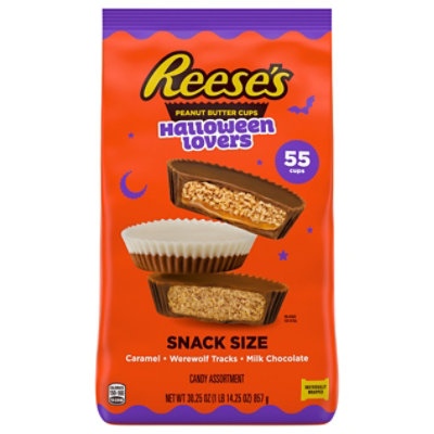 REESE'S Assorted Flavored Snack Size Peanut Butter Cups Halloween Candy Bag - 30.25 Oz