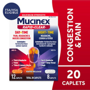 Mucinex Rapd Clear Pain Headache & Mucus Congestion & Nighttime Caps - 20 Count