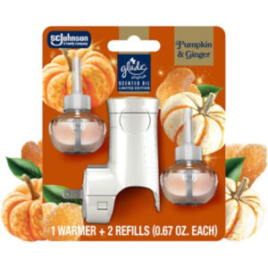 Glade Plugins Scented Oil Refills & Warmer, Pumpkin & Ginger - 1 Warmer & 2-.67 Fl. Oz. Refills - 2-.67 FZ