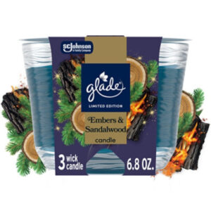 Glade 3 Wick Candle, Limited Edition Embers & Sandlewood - 6.8 Oz. - 6.8 OZ