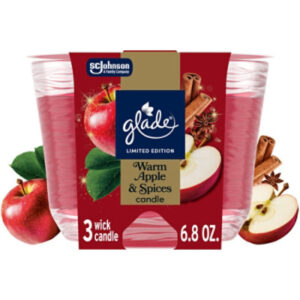 Glade 3 Wick Candle, Limited Edition Warm Apple & Spices - 6.8 Oz. - 6.8 OZ