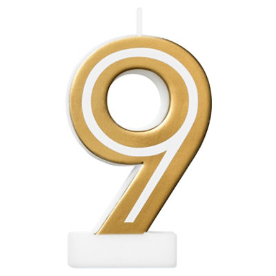 American Greetings Number 9 Gold Birthday Number Candle - Each