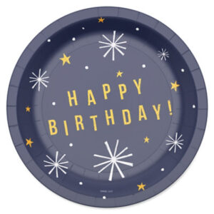 American Greetings Happy Birthday on Navy 7" Paper Plates - 10 Count