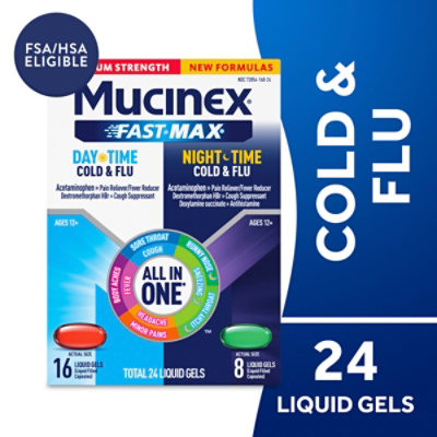 Mucinex Fast Max Day Night Cold & Flu Liquid Gels - 24 Count