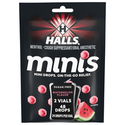 Halls Minis Watermelon Sugar Free Cough Drops 48 Pc - 48 CT