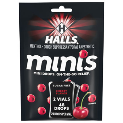 Halls Minis Cherry Sugar Free Cough Drops - 48 CT