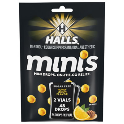 Halls Minis Honey Lemon Sugar Free Cough Drops 48 Ct - 48 CT