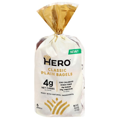 Hero Classic Plain Bagels 5 Count - 13.2 OZ