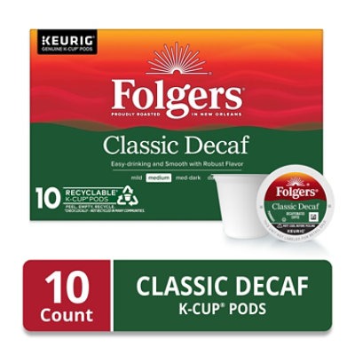 Folgers 2.40 Ounce Classic Decaf 10 Count Coffee K-cup - 10 CT
