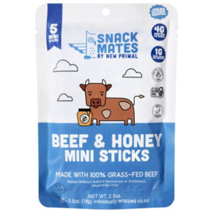New Primal Snack Mates Beef & Honey Mini Meat Sticks - 5 - 0.5 Oz