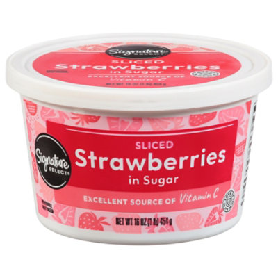 Signature Select Sliced Strawberries In Sugar 16 Oz - 16 OZ