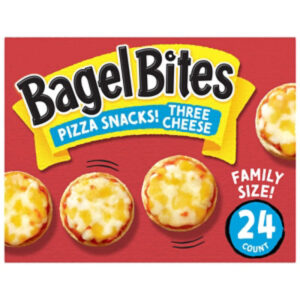 Bagel Bites Three Cheese Mini Pizza Bagel Frozen Snacks, 24 Ct Box - 18.6 OZ