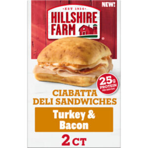Hillshire Farm Turkey & Bacon Ciabatta Deli Sandwiches, 2 Ct - 10.74OZ